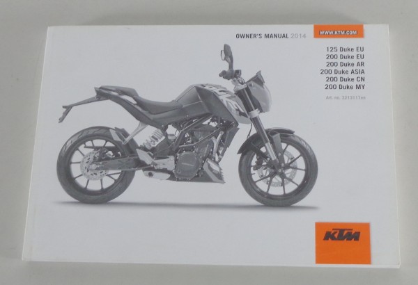 Owner's Manual / handbook KTM 125 Duke EU / 200 Duke EU AR ASIA CN MY from 2014