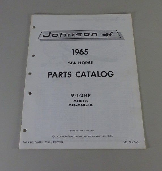 Teilekatalog OMC Johnson Outboards / Außenborder 9.5 PS Models Stand 1965