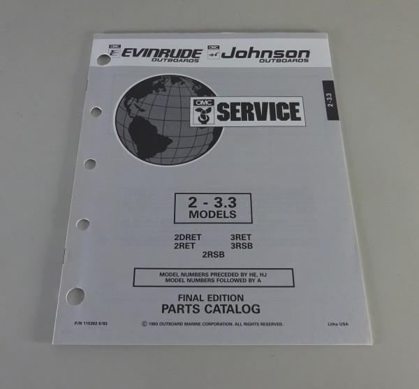 Teilekatalog Johnson Evinrude Außenborder / Outboard 2 - 3.3 Models Stand 1993