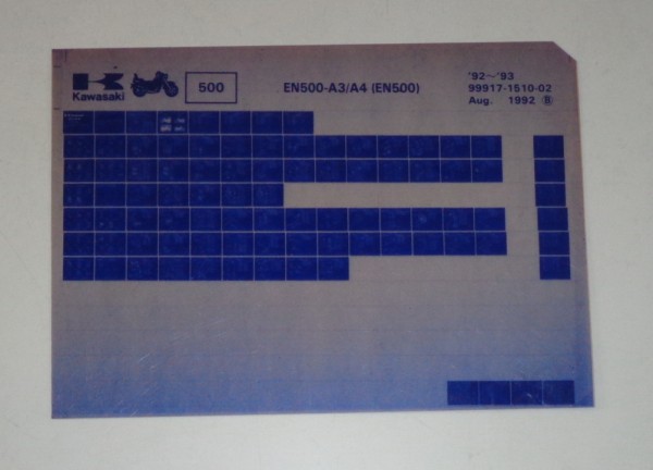 Microfich Ersatzteilkatalog Kawasaki EN 500 A3 / A4 Model 1992 - 93 Stand 08/92
