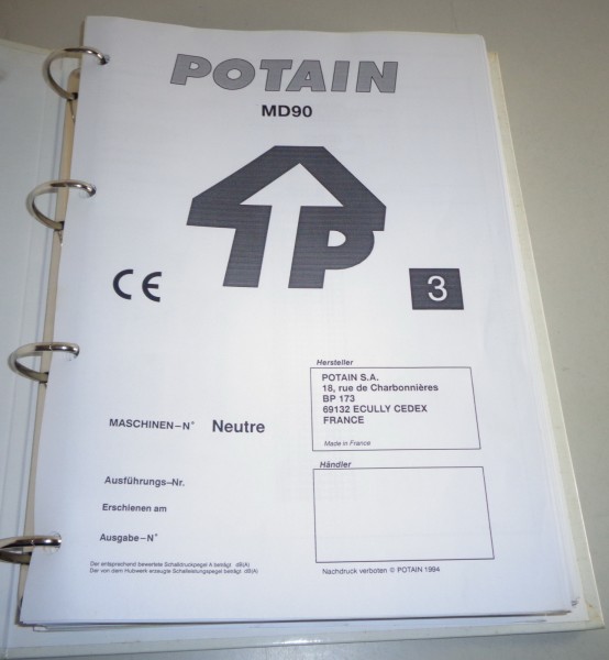 Betriebsanleitung / Handbuch Potain BKT Kran MD 90 Stand 1994-1996