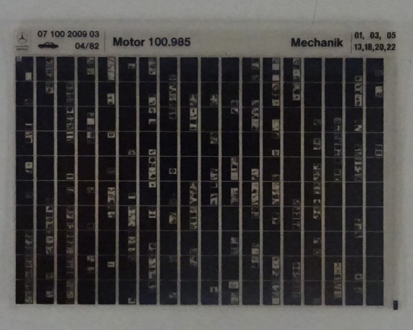 Microfich Teilekatalog Mercedes-Benz Benzin Motor M 100.985 Mechanik 04 / 1982