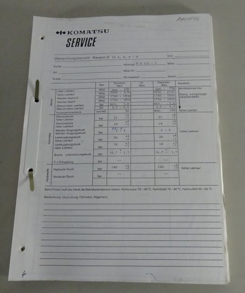 Schulungsunterlage / Service Information Komatsu D65A, E ,P- 8