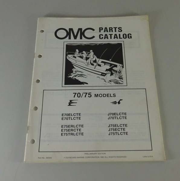 Teilekatalog Johnson Evinrude Außenborder / Outboards 70 / 75 PS Models von 1982