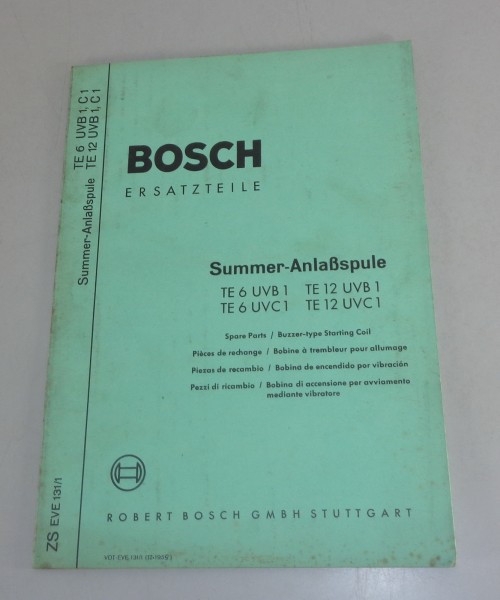 Teilekatalog Bosch Summer Anlaßspule TE 6 / 12 UVB / UVC 1 von 12/1959