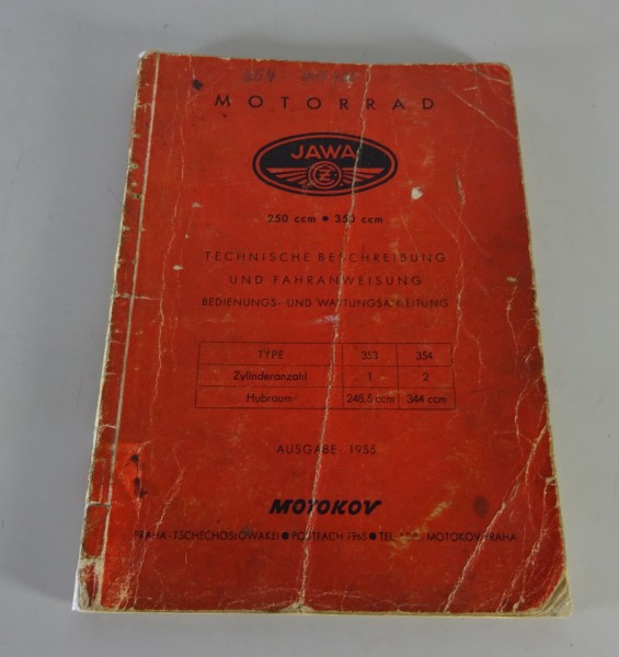 Betriebsanleitung / Handbuch Jawa 353 | 250 ccm / 354 | 350 ccm Stand 1955