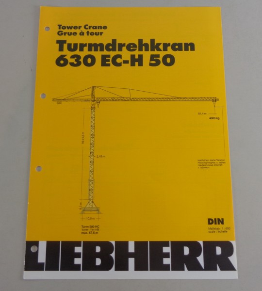 Datenblatt / Technische Beschreibung Liebherr Turmdrehkran 630 EC-H 50 von 2001