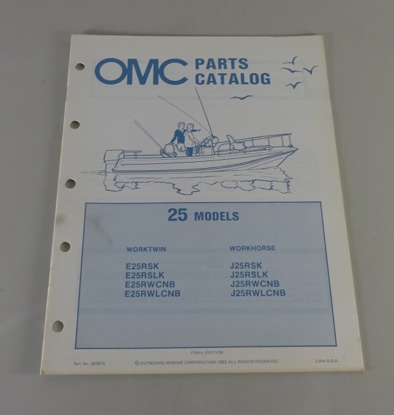 Teilekatalog OMC Evinrude Johnson Outboards 25 PS Models von 1982