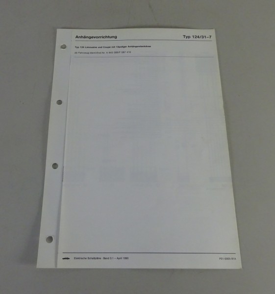 Elektrischer Schaltplan Mercedes-Benz W/C124 13 polige Anhängersteckdose '4/1990