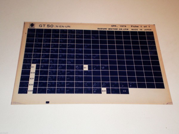 Microfich Ersatzteilkatalog Suzuki GT 50 Stand 04/1979