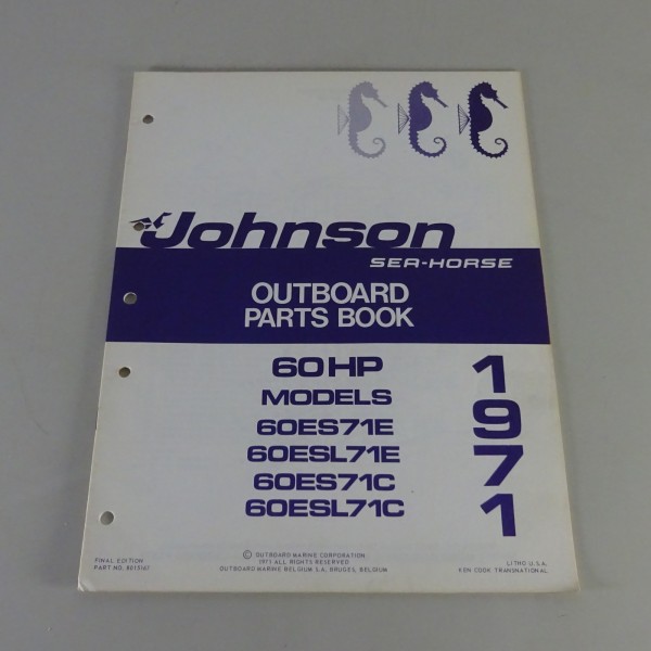 Teilekatalog OMC Johnson Outboards 60 PS Models von '1971