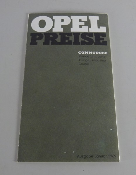 Preisliste / Prospekt Opel Commodore A incl. GS & Coupé Stand 01/1969