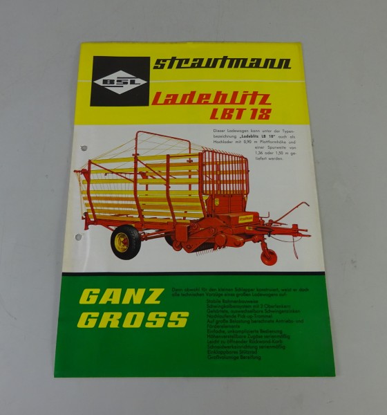 Prospektblatt / Broschüre BSL Strautmann Ladeblitz LB 18 / LBT 18 Stand 1968