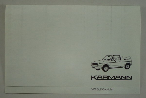 Prospekt / Broschüre VW Golf I Cabriolet Karmann Stand 1980er