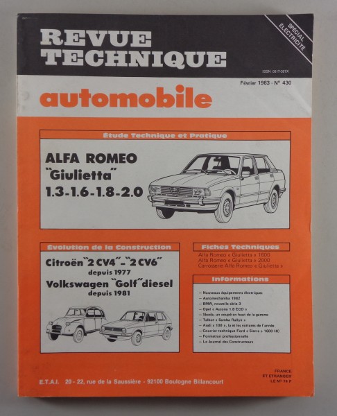 Reparaturanleitung Revue Technique Alfa Romeo Giulietta / Citroén 2C4 / VW Golf