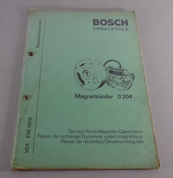 Teilekatalog Bosch Magnetzünder - Generatoren 0 204.. Stand 04/1972