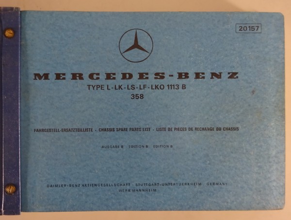 Teilekatalog Mercedes-Benz LKW Typ L, LK, LS, LF, LKO 1113 B von 4/1972 (20157)