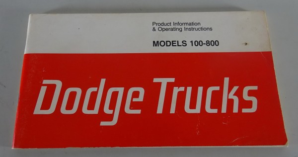 Owner´s Manual / Handbook Dodge Pickup Models 100 - 800 from 1976