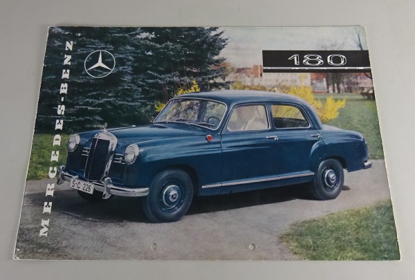 Faltprospekt / Broschüre Mercedes-Benz 180 W120 Ponton Stand 1958