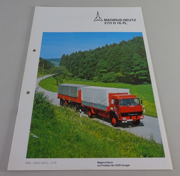 Prospekt Magirus-Deutz LKW 270 D 16 FL Frontlenker Gliederzug Stand 02/1974