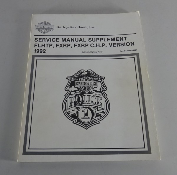 Workshop manual Supplement Harley Davidson Police Motorcycles FLHTP / FXRP 1992