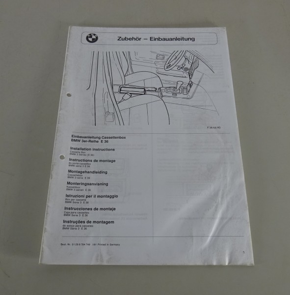 Einbauanleitung BMW Kassettenbox für E36 Stand 01/1991