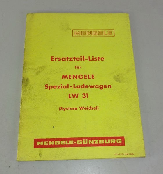 Teilekatalog Mengele Spezial-Ladewagen LW 31 System Weichel