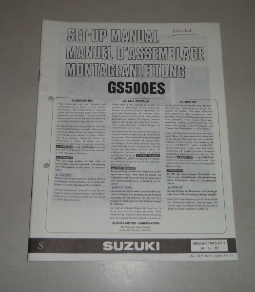 Montageanleitung / Set Up Manual Suzuki GS 500 E Stand 05/1994