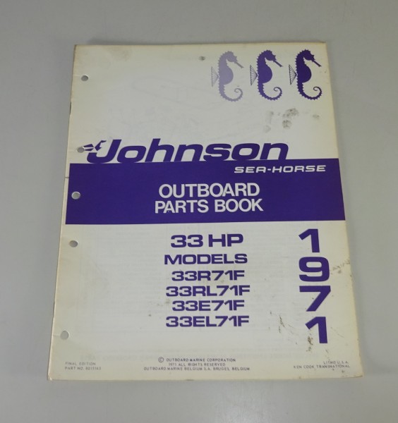 Teilekatalog OMC Johnson Outboards 33 PS Models von 1971