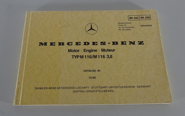 Bildkatalog Mercedes-Benz PKW V8-Motor M 116 / M 116 3,8 Stand 12/1982