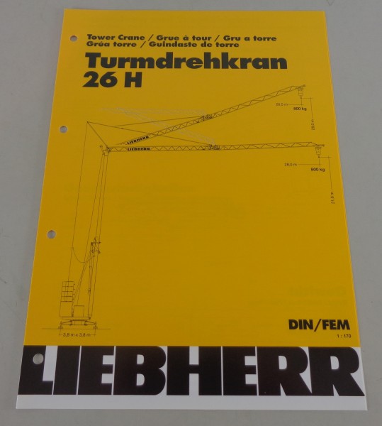 Datenblatt / Technische Beschreibung Liebherr Turmdrehkran 26 H von 03/2001