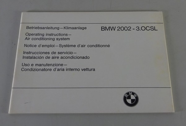Zusatz - Betriebsanleitung BMW Klimaanlage in 2002 / E3 / E9 Stand 09/1974