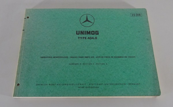 Teilekatalog Mercedes-Benz Unimog S Typ 404.0 Fahrgestell Stand 04/1971