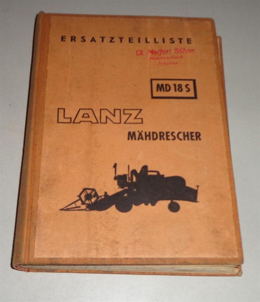 Teilekatalog / Ersatzteilliste Lanz Mähdrescher MD 18 S - Stand 05/1957