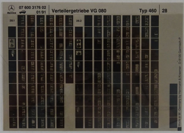 Microfich Werkstatthandbuch Mercedes-Benz G-Klasse W460 Verteilergetriebe VG 080