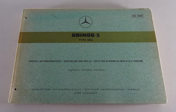 Teilekatalog / Ersatzteilliste Mercedes Benz Unimog 404 Type M 180 Stand 11/1969