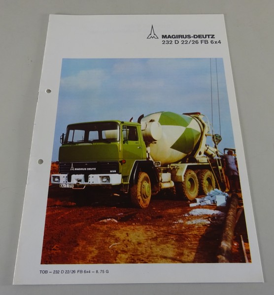 Prospekt Magirus-Deutz LKW 232 D 22/26 FB 6x4 Frontlenker Betonmischer von 1975