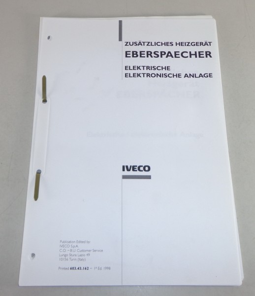 Werkstatthandbuch Iveco Zusatzheizung Eberspächer Elektrische Anlage Stand 1998