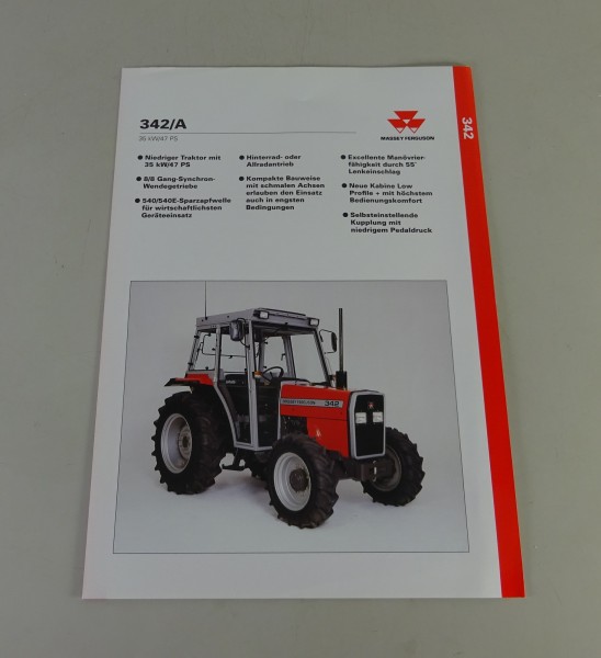 Prospektblatt / Broschüre Massey Ferguson Traktor MF 342 A Stand 1993