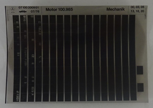 Microfich Teilekatalog Mercedes-Benz Benzin Motor M 100.985 Mechanik 07 / 1976