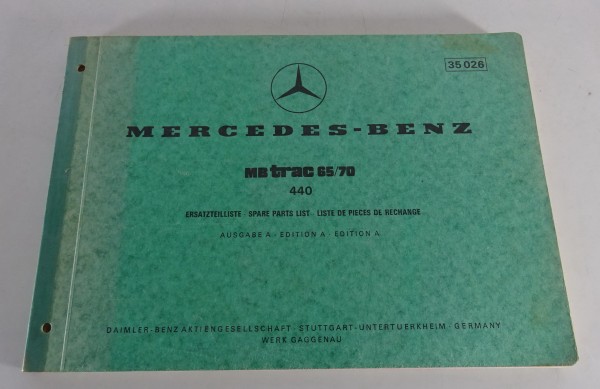 Teilekatalog Fahrgestell & Aufbau Mercedes Benz MB Trac 65 / 70 Typ 440 von 1973