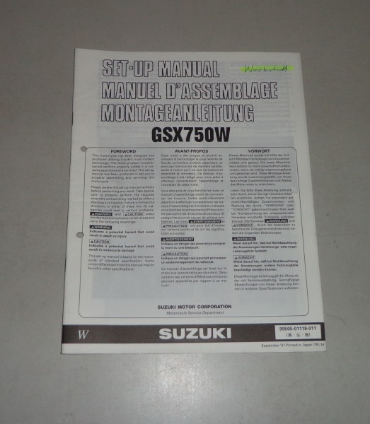 Montageanleitung / Set Up Manual Suzuki GSX 750 Stand 09/1997