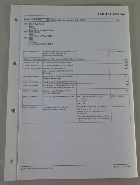 Schaltplan Mercedes-Benz W204 Adaptive Brake (ABR) Typ 204.0 / usw | Stand 12/10