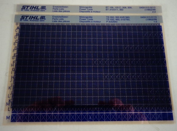 Microfich Teilekatalog / Parts List Stihl TS 350 / 400, P 835, BT 106 - 360