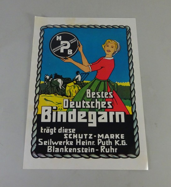 Prospektblatt / Broschüre HPB-Bindegarn für Stroh & Heu von ca. 1958