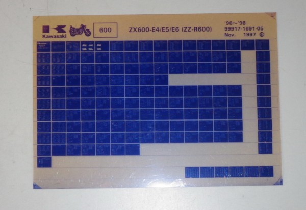 Microfich Ersatzteilkatalog Kawasaki ZZR600 ZX600 E4-E6 Model 96-98 Stand 11/97