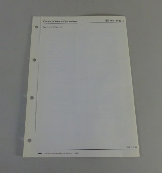 Schaltplan Mercedes-Benz W124 T-Modell USA Einbruch-Diebstahl-Warnanlage ab '87