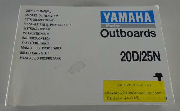 Manuel d´utilisation Yamaha Außenborder 20D / 25N Stand 1994