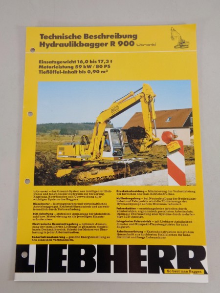 Datenblatt / Technische Beschreibung Liebherr Hydraulikbagger A 900 von 03/1992