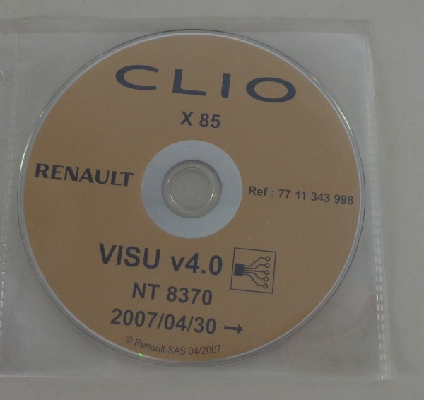 Elektrische Schaltpläne auf CD Renault Clio III X85 Modelljahr ab 04/2007